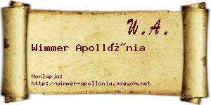 Wimmer Apollónia névjegykártya